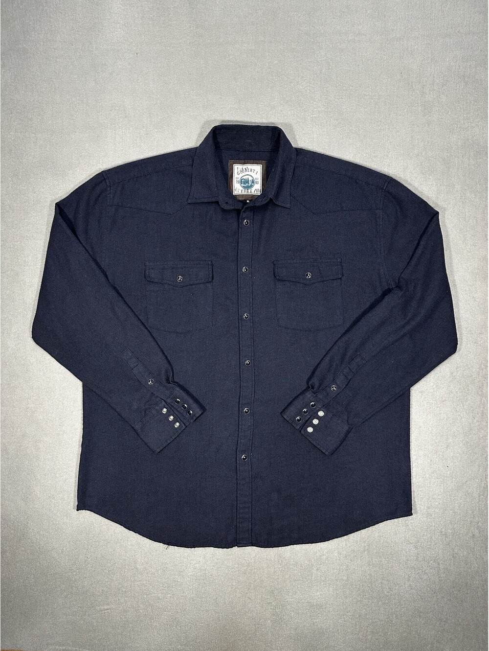 Gioberti Men’s XL Navy Blue Button Up Shirt Long Sleeve Snap Pockets